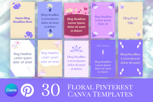 Beautiful Floral Pinterest Pin Canva Templates for Creators