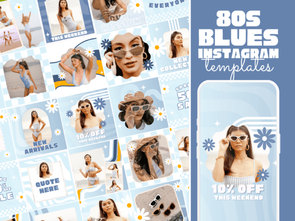 Blue Retro Instagram Templates: Elevate Your Feed